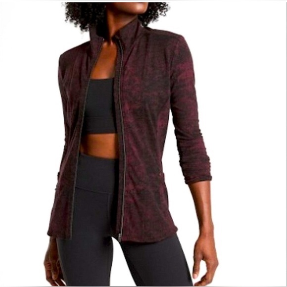 Athleta Women’s Shanti Jacquard Jacket Burgundy Size XS - Picture 1 of 12